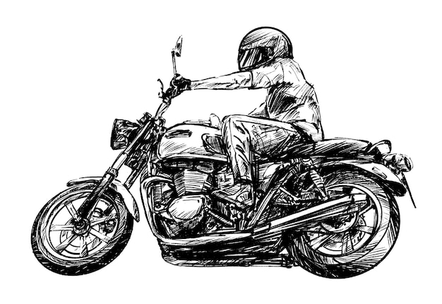 Desenho do desenho da mão do motociclista