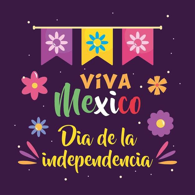 Desenho do dia da independência do méxico com flâmula