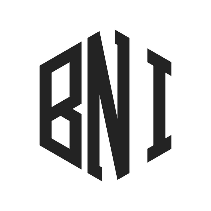 Vetor desenho do logotipo bni letra inicial bni monograma logotipo usando forma de hexágono