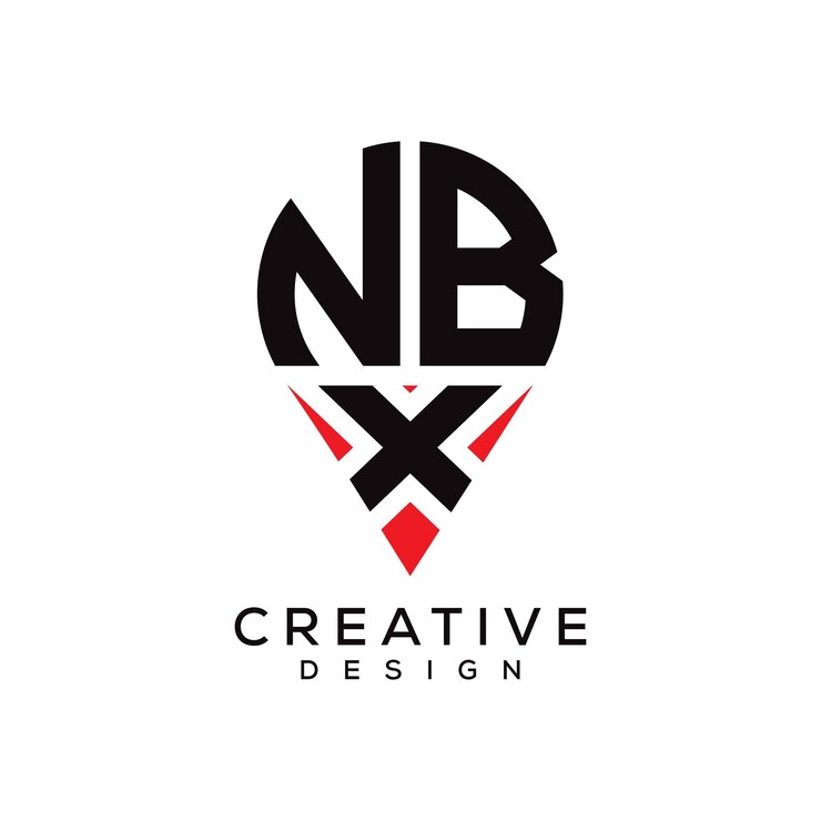 Vetor desenho do logotipo da forma da localização da letra nbx