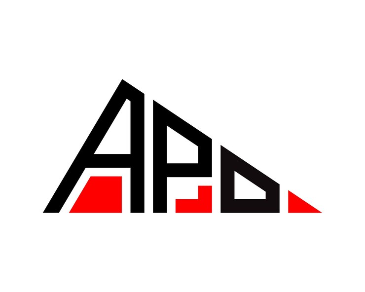 Vetor desenho do logotipo da letra apo em forma de triângulo