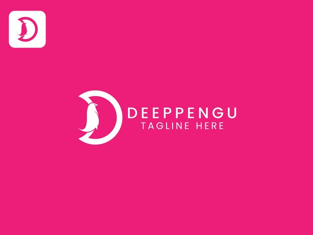 Desenho do logotipo da letra D pinguim