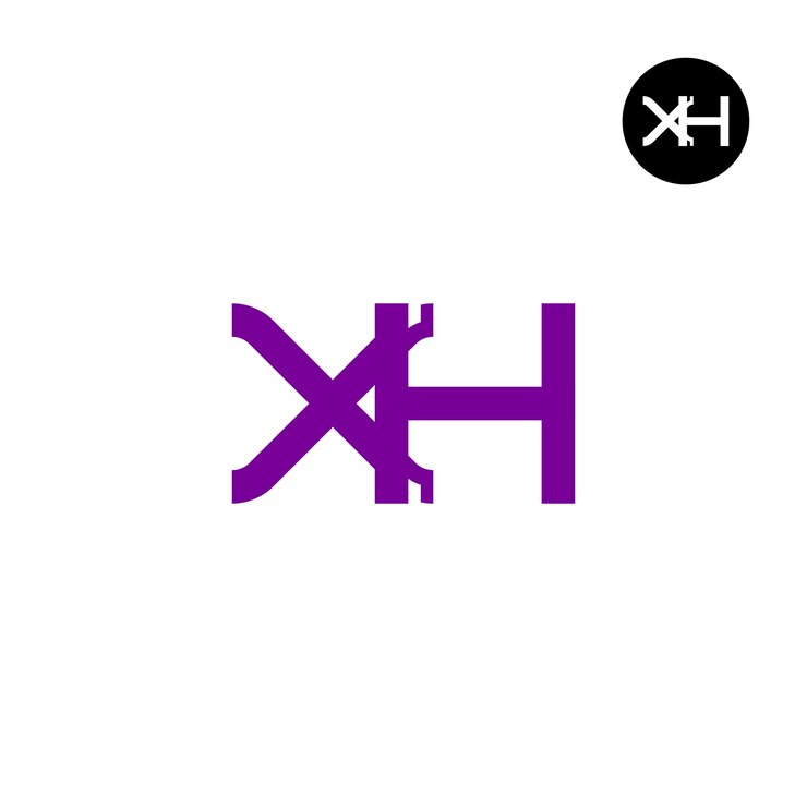 Vetor desenho do logotipo da letra xh monograma