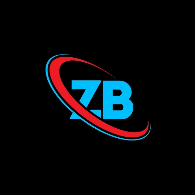 Vetor desenho do logotipo da letra zb letra inicial zb círculo ligado letra maiúscula logotipo monograma vermelho e azul logotipo zb