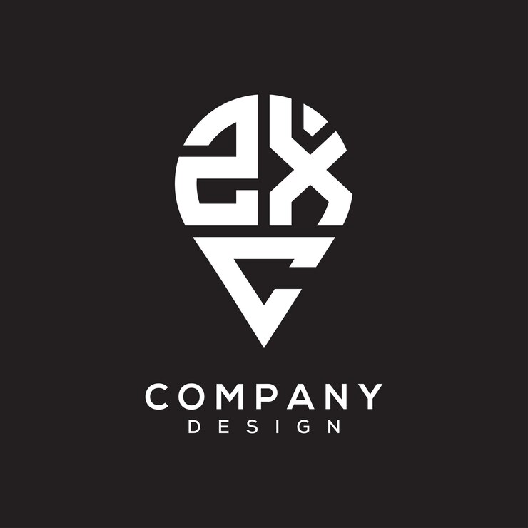 Vetor desenho do logotipo da localização da letra zxc