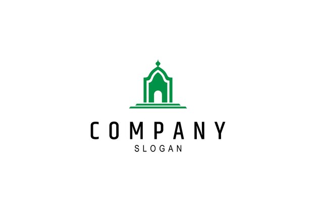 Desenho do logotipo da mesquita vetor plano cor verde