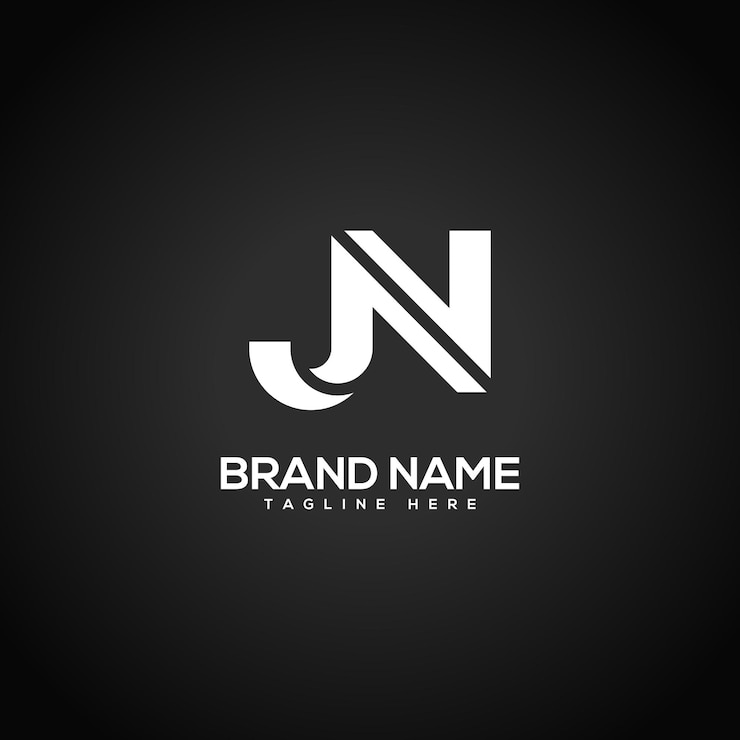 Vetor desenho do logotipo das letras do alfabeto jn nj símbolo vetorial inicial