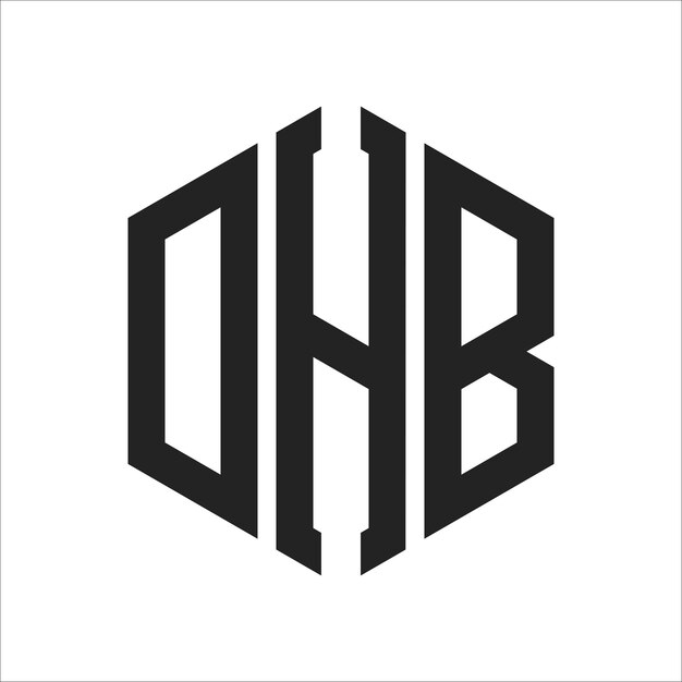 Desenho do logotipo DHB Letra inicial DHB Monograma Logotipo usando forma de hexágono