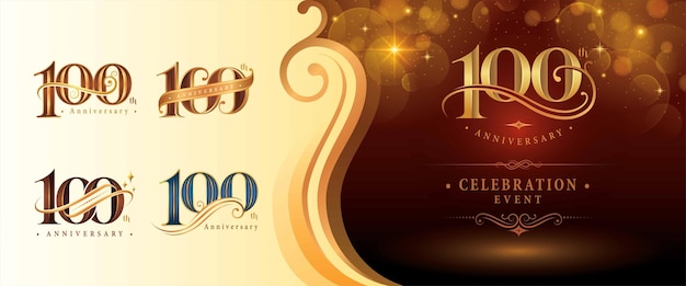 Desenho do logotipo do 100o aniversário Cem anos Elegante Logotipo clássico Luxo Vintage Número 100 Celebrar