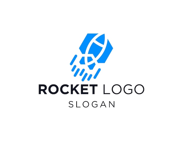 Desenho do logotipo do foguete criado usando o aplicativo corel draw 2018 com um fundo branco