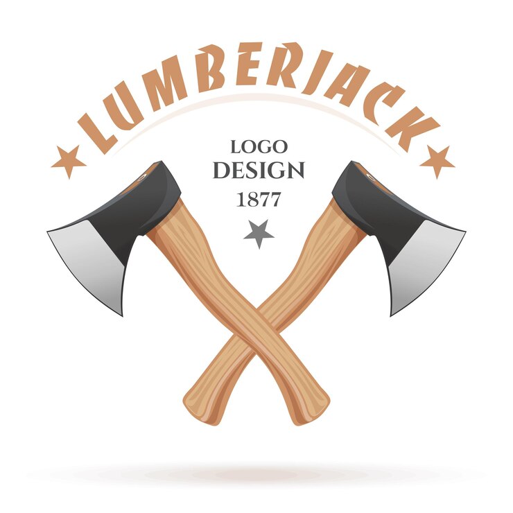 Vetor desenho do logotipo do lenhador dois eixos de lenhador cruzados ilustração vetorial