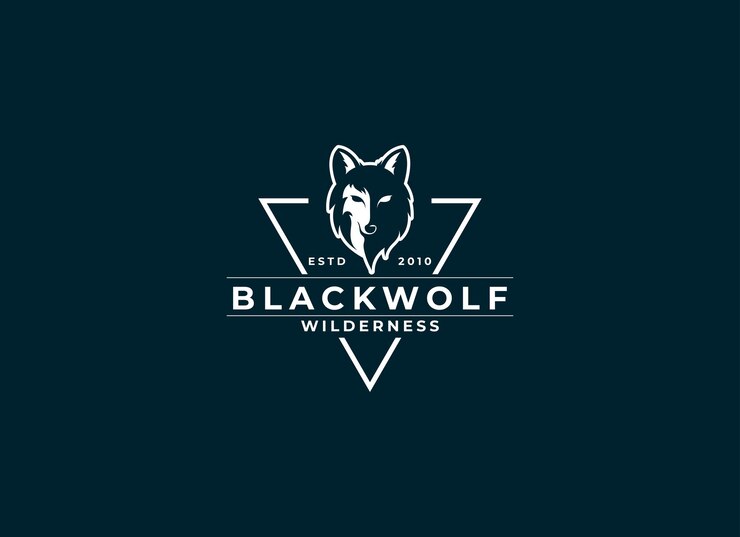 Vetor desenho do logotipo do lobo desenho vetorial do logotipo do lobo de cabeça preta e branca