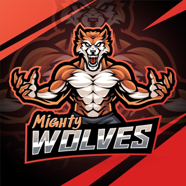 Desenho do logotipo do mascote do Mighty Wolves esport
