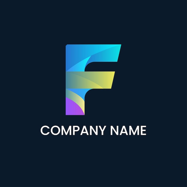 Desenho do logotipo F com gradiente colorido do alfabeto