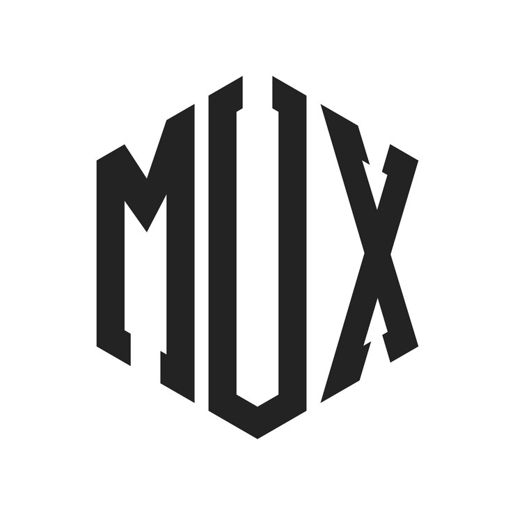 Vetor desenho do logotipo mux letra inicial mux monograma logotipo usando forma de hexágono