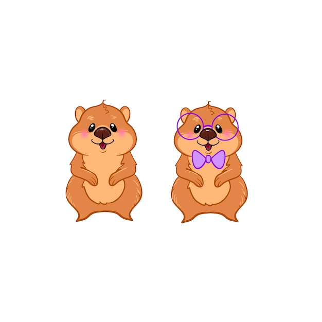 Desenho do logotipo vetorial quoku, hamster, roedor em roupas