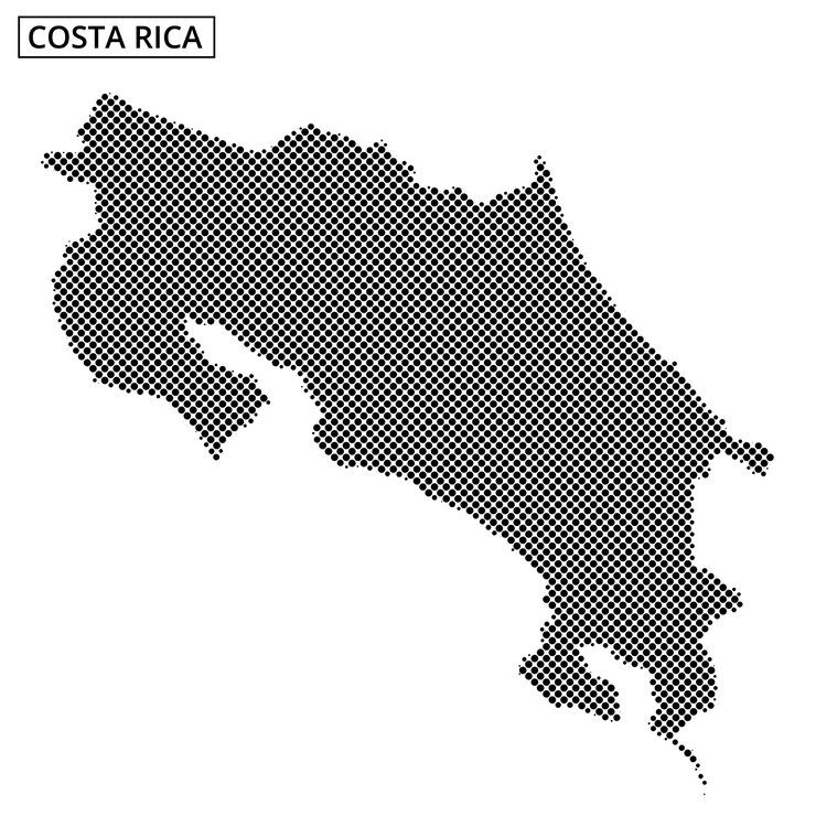 Vetor desenho do mapa da costa rica criado com padrões pontilhados e linhas abstratas