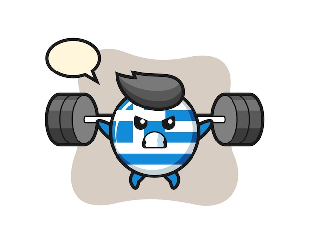 Desenho do mascote do emblema da bandeira da grécia com uma barra