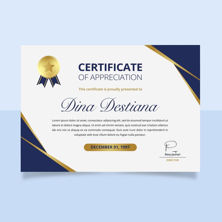 Vetor desenho do modelo do certificado de apreciação