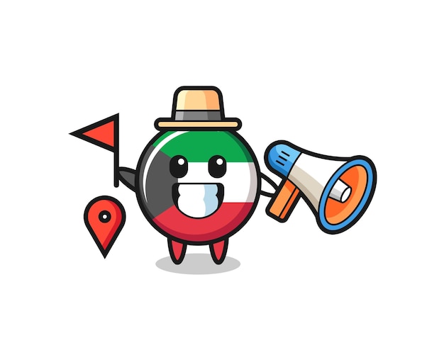 Desenho do personagem do emblema da bandeira kuwait como guia turístico, design fofo