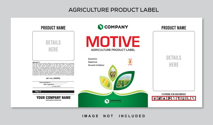 Vetor desenho do rótulo dos pesticidas agrícolas rótulo do produto agrícola para a garrafa da linha de produtos
