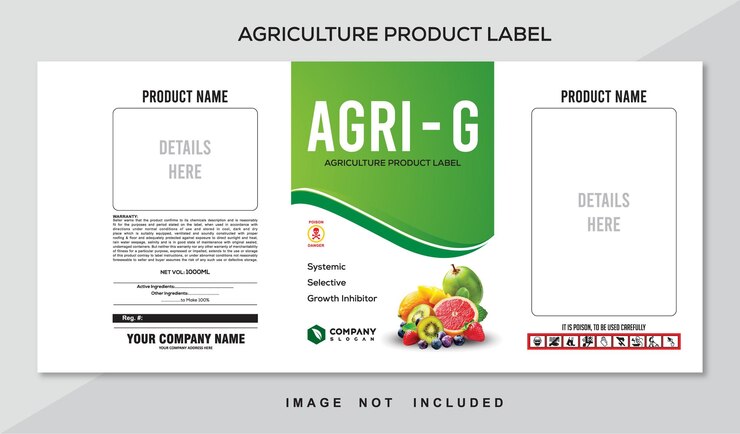 Vetor desenho do rótulo dos pesticidas agrícolas rótulo do produto agrícola para a garrafa da linha de produtos
