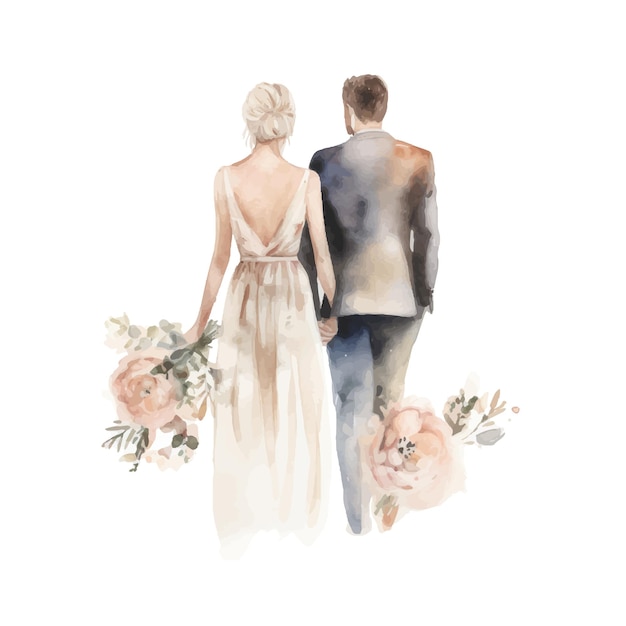 Desenho dos noivos aquarela um lindo casal