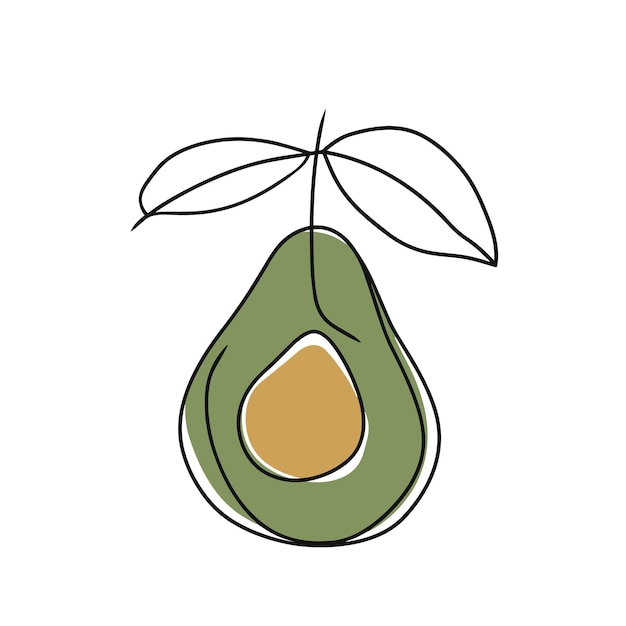 Desenho elegante de uma ilustração de abacate para convites e cartões
