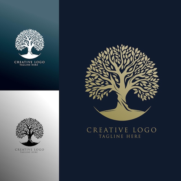 Desenho elegante do logotipo da árvore