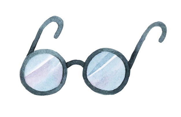 Vetor desenho em aquarela óculos redondos vintage mago escola magia