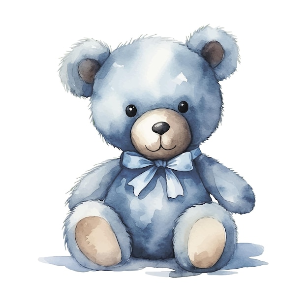 Desenho em aquarela urso fofo na cor azul brinquedo infantil menino recém-nascido é um menino