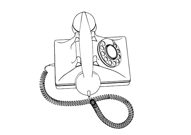 Desenho esboço vetor de telefone vintage