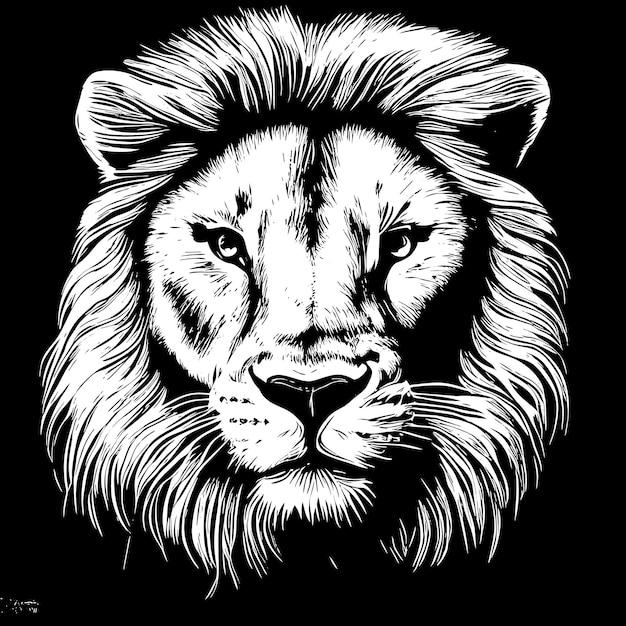 Vetor desenho estilizado de cabeça de leão desenho artesanal de animais