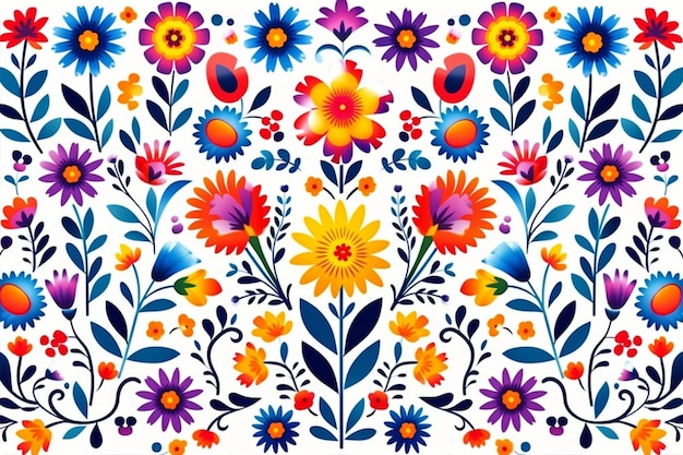 Desenho floral com papel de parede com padrões coloridos