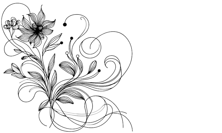 Desenho floral desenhado à mão por vetor
