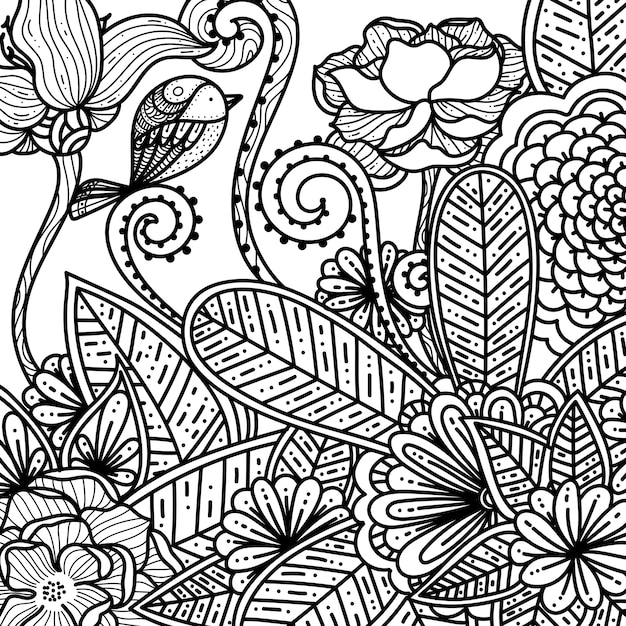 Desenho floral e flores para adultos livro para colorir