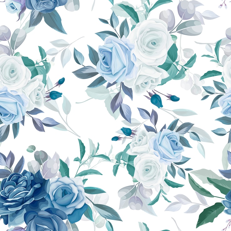Vetor desenho floral e folhas sem costura padrão