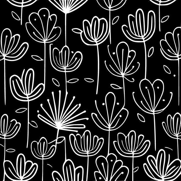 Desenho floral minimalista e ilustração vetorial de silhueta simples