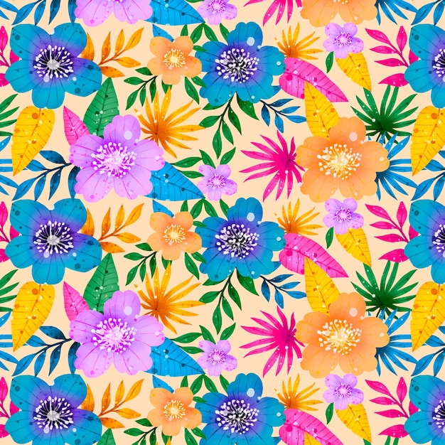 Desenho floral tropical colorido