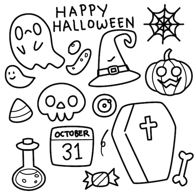 Desenho fofo de halloween para colorir