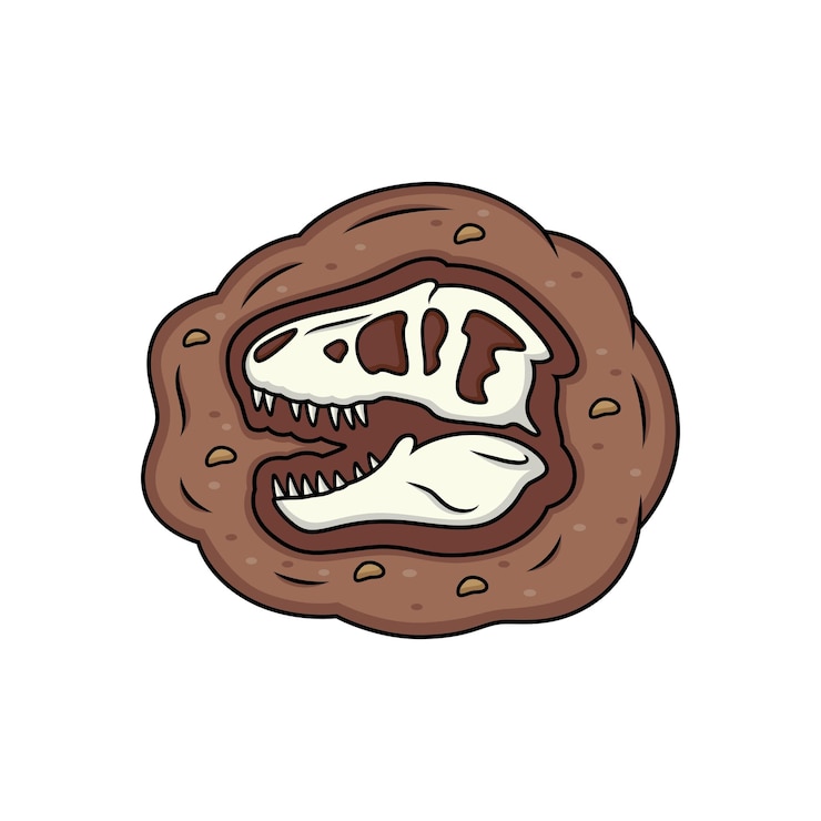 Vetor desenho fóssil de cabeça de tiranossauro rex