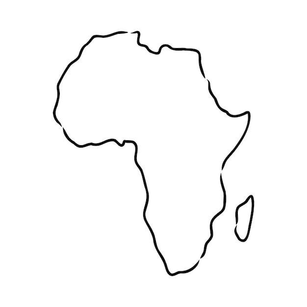 Desenho gráfico à mão livre de contorno do mapa da áfrica na ilustração vetorial de fundo branco
