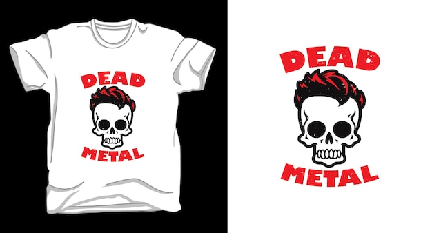 Vetor desenho gráfico de camiseta de crânio de metal morto