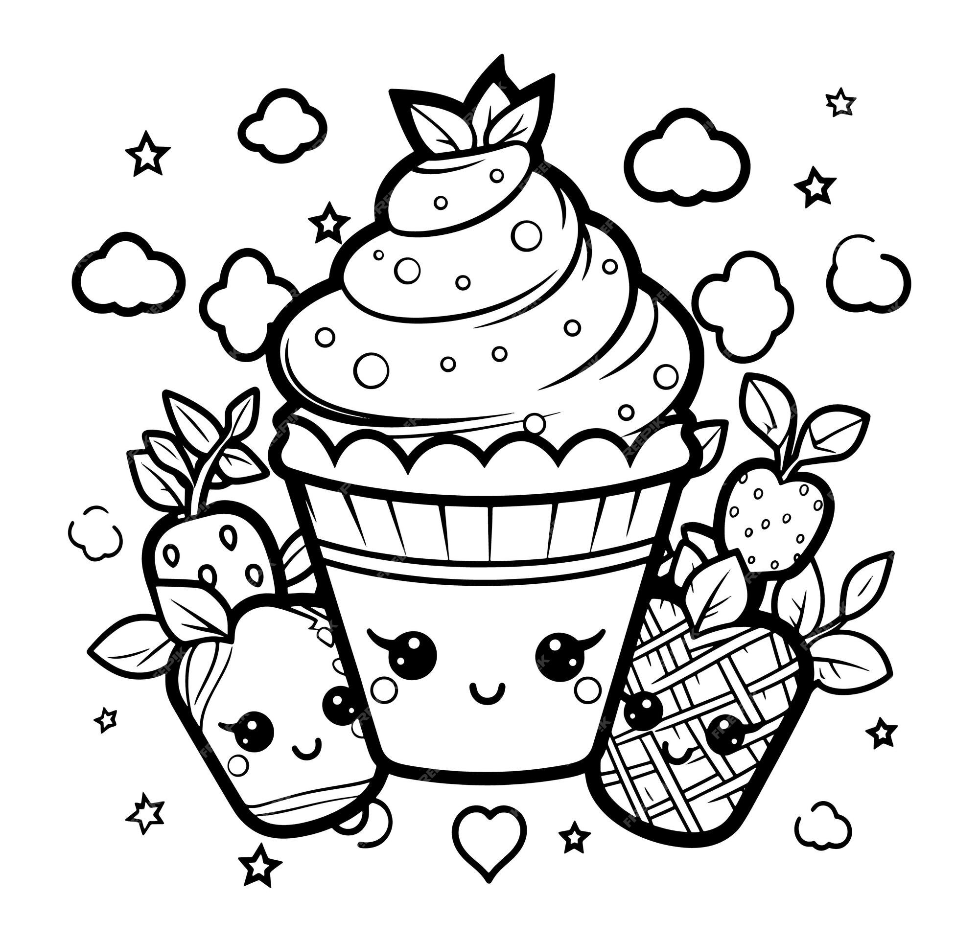 Desenho de Cupcake fofinho pintado e colorido por Usuário não