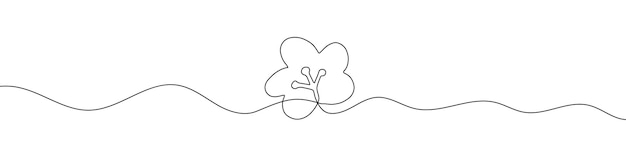 Vetor desenho linear contínuo do ícone da flor fundo de desenho de uma linha