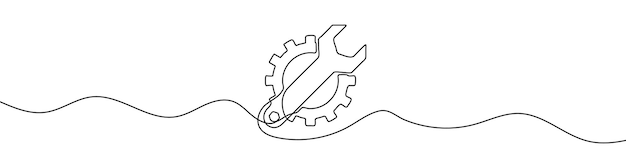 Vetor desenho linear contínuo do símbolo de serviço conceito de reparação uma linha de fundo desenhada
