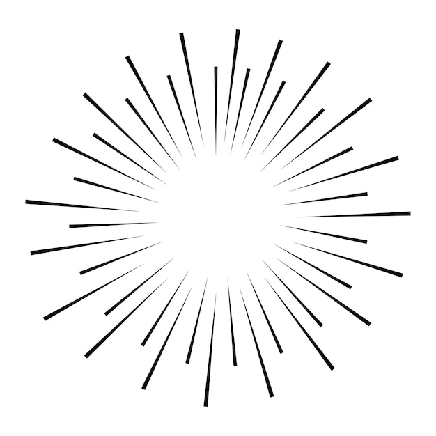 Desenho linear desenhado à mão por raios solares Ilustração vetorial