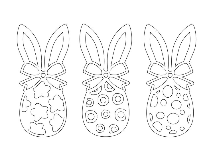 Vetor desenho linear para ovos de páscoa com orelhas