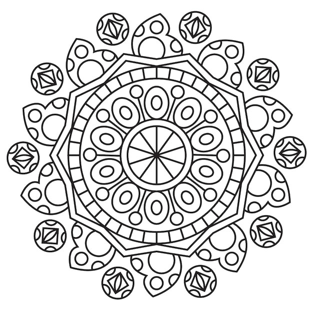 Desenho mandala redondo livro colorir para relaxar