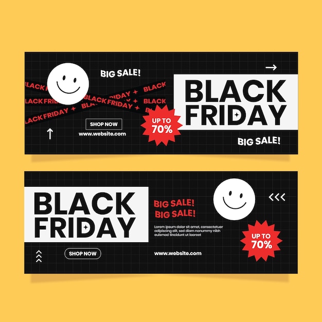 Desenho minimalista de banners da Sexta-feira Negra para descontos e ofertas